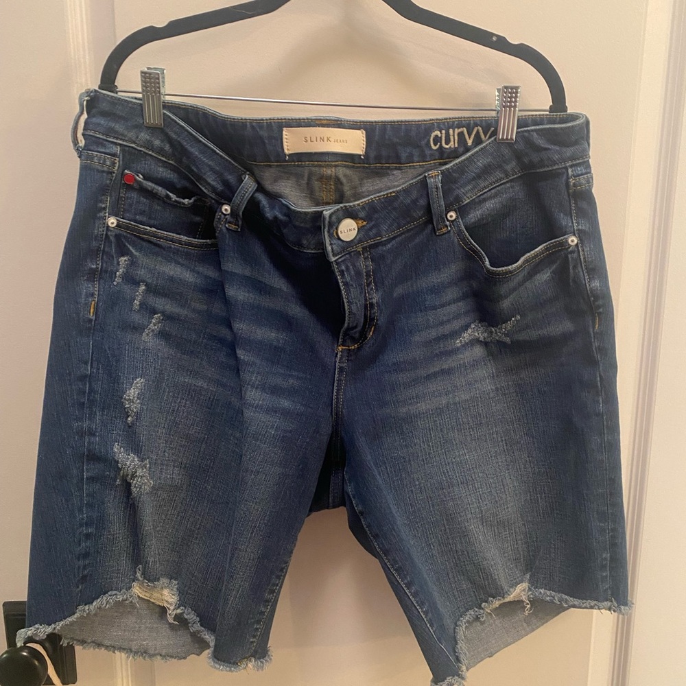 Slink distressed denim jean shorts curvy-16